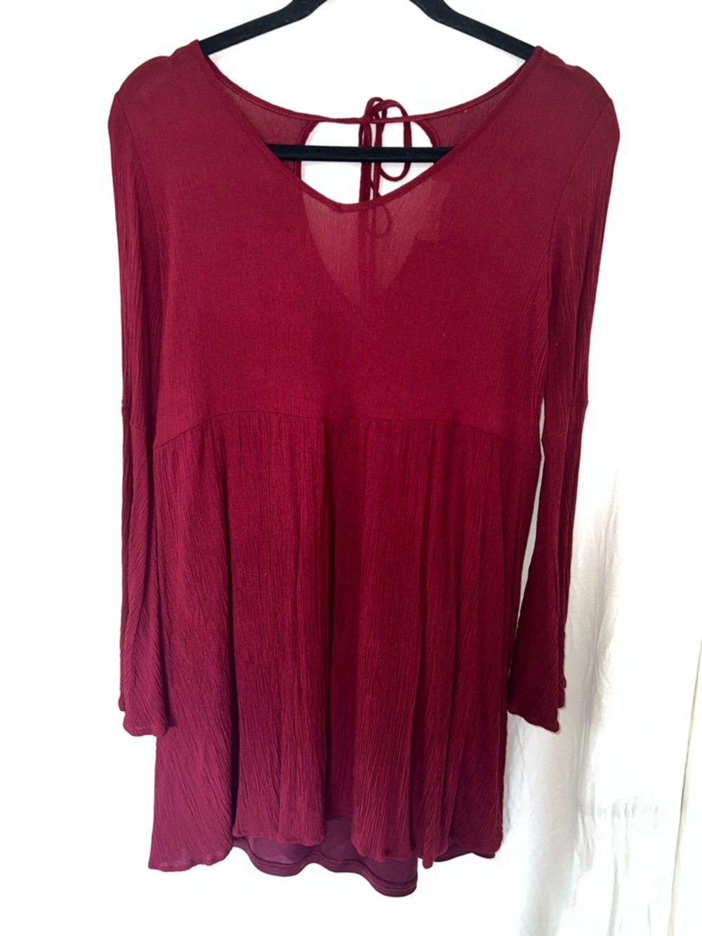 Altar’d State Sz S Bell Sleeve Top Back Tie Boho  Hippie Baby Doll Lined Fairy